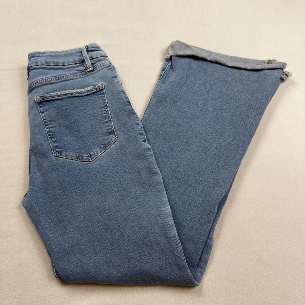 Good American Good Flare Button Fly Jeans Blue Distressed‎ 12/31 GFEBTH160T B670